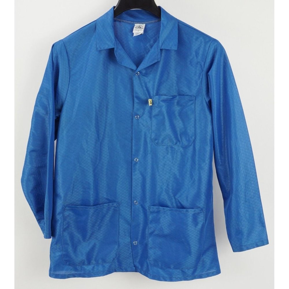 Vintage 1980's Tech Wear Men's Small Blue Woven Lightweight Clubbing Beach Shirt